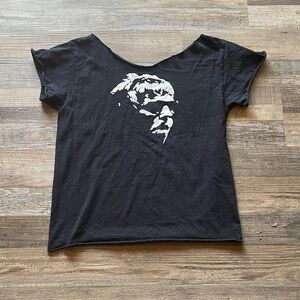 Oasis Liam Gallagher Black Tee with White Graphic